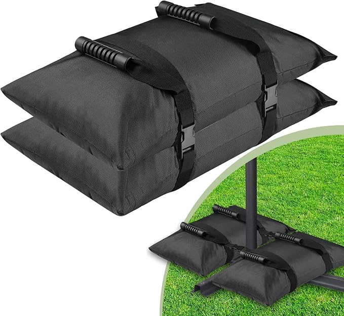 Esmorah Umbrella Base Weights Sand Bags, 2 Pack 65lbs Fillable Weight Bags to Hold Things Down, Black Weighted Base Sandbags for Outdoor Furniture Patio Cantilever Umbrellas Stand (Without Sand)