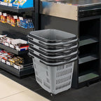 50 L Plastic Rolling Shopping Basket with Handles, Portable Retail Shopping Baskets for Supermarket, 4 PCS