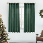 XTMYI Dark Green Curtains for Bathroom Set Decor,Linen Sheer Leaf Green Boho Curtains for Kitchen 63 Inch Length 2 Panels,Deep Pine