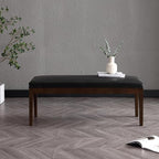 Upholstered Entryway Bench Modern Shoe Benches for Hallway Porch Bedroom Bench for End of Bed Dining Bench for Dining Table Dining Room Kitchen Window with Wood Legs, PU Leather, Black