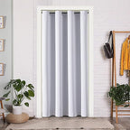 ChrisDowa Blackout Door Curtains for Doorway Privacy, Grommet Closet Curtain for bedroom closet door, Thermal Insulated Temporary Door Cover Room Divider Curtain (1 Panel, Greyish White, 42 x 80 Inch)