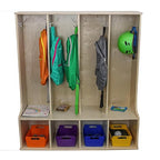 Factory Direct Partners 13139-NT Birch 4-Section Coat Locker with Bench, Storage Cubbies and Coat Hooks - Natural