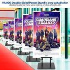 4-Pack Poster Stand - Heavy Duty, Double-Sided, Adjustable Height Up to 80 inches, Outdoor Banner Stand - Black