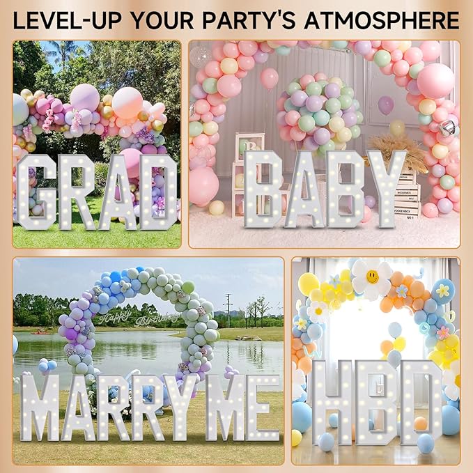 eufony Marquee Letters 4 Feet Tall, 4 FT Marquee Light Up Letters, Giant Light Up Letters 4FT for Birthday Party Baby Shower Gender Reveal Graduation Decorations, Letter C with LED Lights DIY Kit