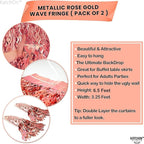 KatchOn XtraLarge Wavy Rose Gold Fringe Backdrop - 3.2x6.5 Feet Pack of 2 | Wine Bachelorette Party Decorations | Birthday Decorations for Women