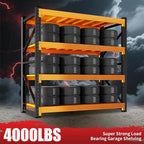 4000LBS Garage Shelving 48" W Garage Shelving Heavy Duty 4-Tier Metal Storage Shelves Adjustable Shelf Unit Storage Rack for Basement Supermarket Warehouse 48" W x 20" D x 78" H Black-Orange