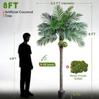 8FT Big Faux Tropical Phoenix Trees Large Artificial Palm Tree Indoor Outdoor Realistic Floor Plants Tall Fake Plant for Home Living Room Office Decor Porch Outside Patio arboles para decoracion
