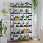 HCHQHS Bookshelf, Adjustable Industrial Bookcase, Vertical Tall Book Shelf, Wood and Black Metal Open Bookshelves for Home Office, Living Room, Bedroom (Black, 6-Tier (31" W x 70" H))