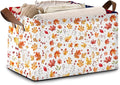 Colored Maple Berries Storage Basket Large 17x11.5x10.5 Inches - Collapsible Fabric Organizer Bin with Handles for Nursery,Laundry,Closet - Foldable Decorative Hamper with Floral Pattern - Single Pack