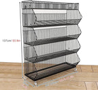 5-Tier Slanted Rolling Retail Display Rack with Locking Wheels | Heavy-Duty Metal Snack & Chip Display Stand for Grocery Stores, Supermarkets, Bakery | Space-Saving Store Organization Shelf