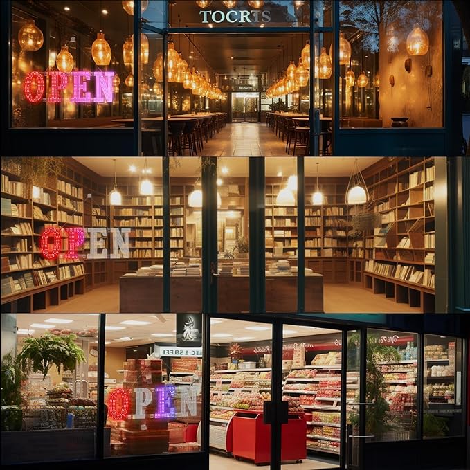 48"x16" Large Open Sign Led for Buisness with Remote Smart APP - Timer and Adjustment Brightness &Color, Open Closed Sign for Bar Store Restaurant Office Hotel Salon