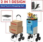 winkeep Shopping Cart, 220 lbs Capacity, Foldable Grocery Trolley with Large Bag, Laundry Utility, Adjustable Bungee Cord (Sky Blue)