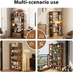 5-Tier Solid Wood Open Bookcase,Modern Display Bookshelf,Farmhouse Wide Etagere Bookcase, Freestanding Storage Cabinet for Study Room Office Living Room Flower Rack