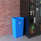 50 Gallon Blue Square Commercial Trash Garbage Can | Outdoor Office Restaurant School Kitchen