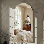 GLSLAND-30x71 inch Wall Mount Arched Full Length Mirror-Aluminum Alloy Frame High Definition-Full Body Mirror for Bedroom or Living Room,Silver