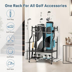 PLKOW Golf Bag Storage Garage Organizer, Extra Large Size Golf Bag Storage Stand and Golf Equipment Rack for Garage,Shed, Basement