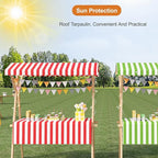 Outdoor Vendor Cart, Portable Cart with Canopy, Movable Stall Display Stand, Foldable Vending Stand Kiosk Display Trolley with Canopy, for Market, Street Food, Events(Pink 1,150cm/59in)