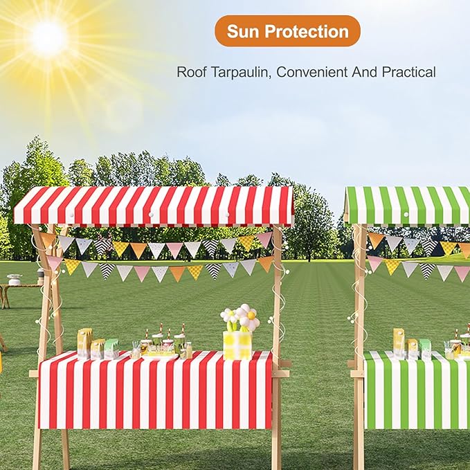Outdoor Vendor Cart, Portable Cart with Canopy, Movable Stall Display Stand, Foldable Vending Stand Kiosk Display Trolley with Canopy, for Market, Street Food, Events(White 2,150cm/59in)