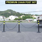 OrangeStar 6 Packs Traffic Delineator Post Cones, 40" Safety Barrier with 6.6 Ft Link Plastic Chains, Crowd Control Stanchion Sets w/Rubber Base for Parking Lot, Road Work, Queue Management, Black