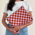Poly Mailers 10x13 – 100 Pack – Cute Printed Recyclable Shipping Envelopes for Small Business Packaging, Self Sealing Mailing Bags – Checkerboard Pink and Rust Design