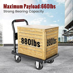 Upgraded Foldable Push Cart Dolly | 780 lbs.Capacity Moving Platform Hand Truck | Foldable for Easy Storage | 5'' PU 360 Degree Swivel Silent Wheel-Black