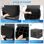 2-Layer Coffee Mug Storage Box with Dividers, Coffee Cup Storage Organizer with Zipper Lid and Handles, Stackable Mug and Cup organizer Service for 24 Coffee Mugs, Cups and Glasses, Dark Grey