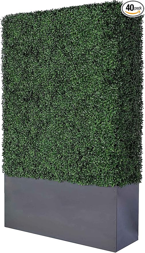 AGPL Artificial Hedge Wall (38" Width* 12" Deep* 79" Height) with Dark Gray Stainless Steel Planter Box (79.00)