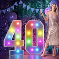 Marquee Numbers 40th Birthday Decoration: Colorful 3FT Large Light Up 40 Year Old Birthday Decorations Anniversary Backdrop Cardboard Sign 18 Colors Number 40 Mosaic Balloon Frame