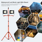 LEDMO 26000 Lumen Led Work Light with Tripod Stand 200W IP65 Waterproof Adjustable Angle Portable Led Work Floodlights with 76.8in Metal Telescoping Tripod for Warehouse, Yard, Job site