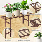 2 Pack Metal Plant Stand Outdoor Indoor, 1 Tier Folding Tiered Corner Flower Display Holder Shelf, Stackable Heavy Duty Multiple Plant Rack for Windowsills Patios Balconies, Brown