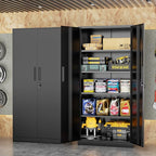 INTEGREAT Metal Storage Cabinet, 71" Black Office Metal Cabinet with Locking Doors and Adjustable Shelves, Steel Locking Cabinets for Office, Home, Garage, Gym, School