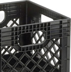 Juggernaut Storage 2-Pack Stackable Heavy Duty Milk Crates with Handles, 16 Qt, Black - Organizing Plastic Crate Basket for Grocery Shopping, Home Supplies, and Bathroom Accessories