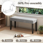 Giantex 42" Upholstered Dining Bench with Velvet Padded Seat, Rubber Wood Legs, 800 Lbs Capacity, Entryway Bench for Bedroom End of Bed, Dining Room, Hallway, Living Room, Kitchen (Grey, 1-Pack)
