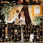 Pooqla 3 FT Marquee Light Up Letters, Black Marquee Letter Lights 3 Feet Tall, Giant LED Sign Big Mosaic Letters for Balloons Birthday Party Anniversary Wedding Decorations, Warm White R