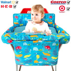 Love&go Soft Pillow Attached 2-in-1 Shopping Cart and High Chair Cover for Baby~Padded~Fold'n Roll Style~Portable with Free Carry Bag (Blue Seaworld)