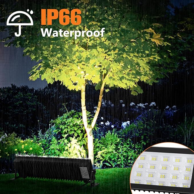 2 Pack LED Shop Lights, 100W 13000LM 6000K Super Bright LED Work Light, IP66 Waterproof Flood Light Outdoor with Plug, LED Shop Lights for Workshop, Garage, Shop, Outdoor
