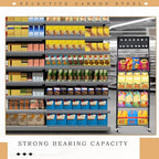 2 Set Retail Display Rack Shelf Cart with Wheels and Hook Heavy-Duty Metal Snack Potato Chip Display Organizer Concession Stand for Supermarket Grocery Store Home Black (4 Tier 15 Hooks)