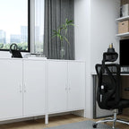 Metal Storage Cabinet with Doors and Shelves,Multipurpose Storage Rack, 3-Tier Shelf,Metal Locker Style Accent Cabinet for Home Office,Living Room,Kitchen(White, 40''H)