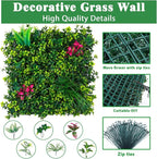 Artificial Boxwood Wall Panels, 20''x20'' 16pcs Grass Wall Panels with Mint Plant Leaves, Greenery Backdrop Privacy Screen with UV Protection, Green Grass Wall for Garden Indoor Outdoor Decor