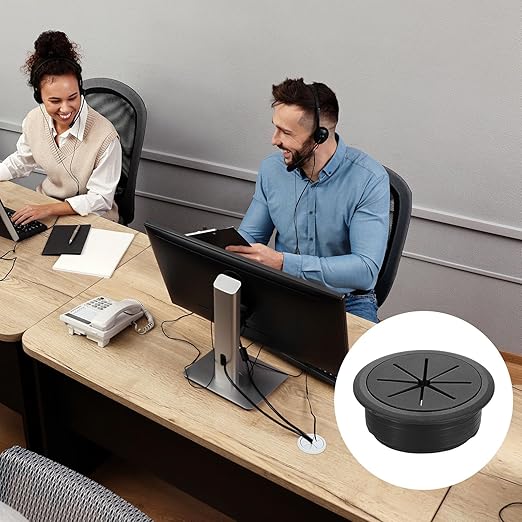 uxcell 4 Pcs Desk Grommet, 1.97 inch 50mm Desk Cable Hole Cover Wire Hole Insert for Home Office Table Cabinet Cord Organizer, Black