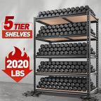 REIBII 2020LBS Storage Shelves 5 Tier Garage Shelving Heavy Duty, Adjustable Metal Shelving, Garage Shelves for Basement, Warehouse, Pantry, Closet, Kitchen 72" H x 35.55" W x 16" D, Black, 3 Pack