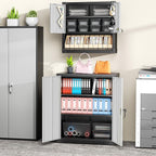 Greenvelly Metal Storage Cabinet,36" Lockable Storage Cabinet with Doors and Adjustable Shelves, Steel File Cabinet with Lock for Garage,Home,School,Pantry(Black Grey)