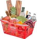 VEVOR 12 PCS Red Plastic Grocery Basket, 16.5 x 11.8 x 8.27 inch Rectangular, 21L Capacity, Modern Style, No Lid, PE Material, Ideal for Supermarket, Shopping Center, Convenience Store