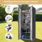 Greesum 69'' Metal Storage Shed, 28 Cuft Storaged Cabinet with Lockable Door, Vertical Tool Organization Cabinets with 2 Adjustable Shelves, for Home, Backyard, Patio, Garage, Lawn, Black