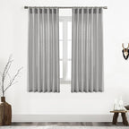 XTMYI Grey 63 Inch Length 2 Panels Back Tab/Hook Belt Linen Cotton Sheer Curtains for Bedroom,50 Inch Wide