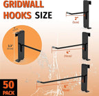 HUHOLE Gridwall Hooks 2 Inch, 50PC Display Hooks for Grid Wall, Hook for Grid Wall Panel, Black