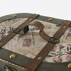 SLPR Alyssa Vintage Train Case - Set of 2, Antique Wooden Storage Boxes with Hinged Lids, Old Fashioned Decorative Wood Trunk, Memory Chest for Keepsakes and Home Décor