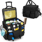 LoDrid Rolling Cleaning Caddy with Lid, Cleaning Supplies Organizer with Detachable Trolley, Cleaning Caddy Cart on Wheels with Handle and Shoulder Strap for Housekeepers, Black, Bag Only