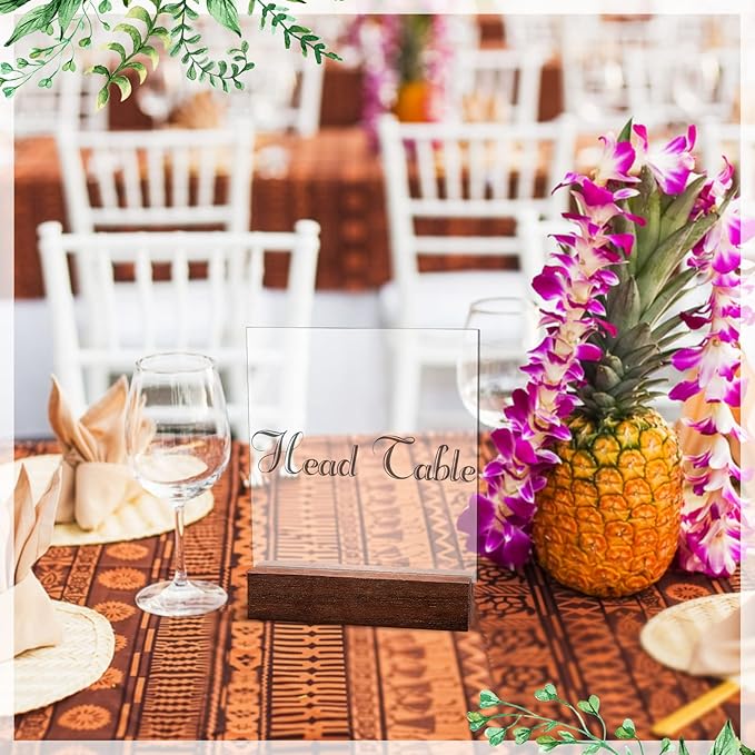 Zonon Wood Place Card Holders - Table Number Stands for Wedding Party Events (Walnut Color, 4.6 x 1.1 x 0.9 Inch)