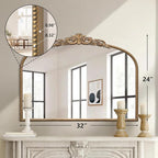 Micasso Vintage Wall Gold Mirror: 24"x 32" French Baroque Antique Mirror - Traditional Ornate Decorative Arched Mirrors for Wall/Bathroom/Entryway/Fireplace/Hallway - Home Decor for Living Room
